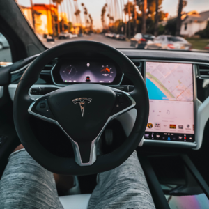 Driving a Tesla car